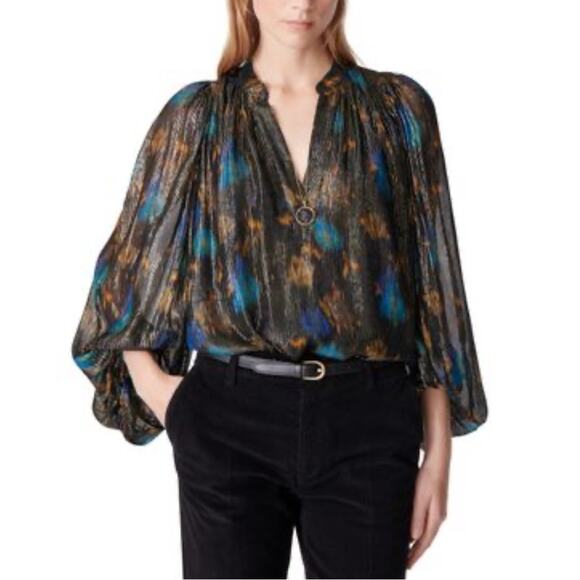 VANESSA BRUNO Bell blouse metallic sz L - Picture 1 of 9